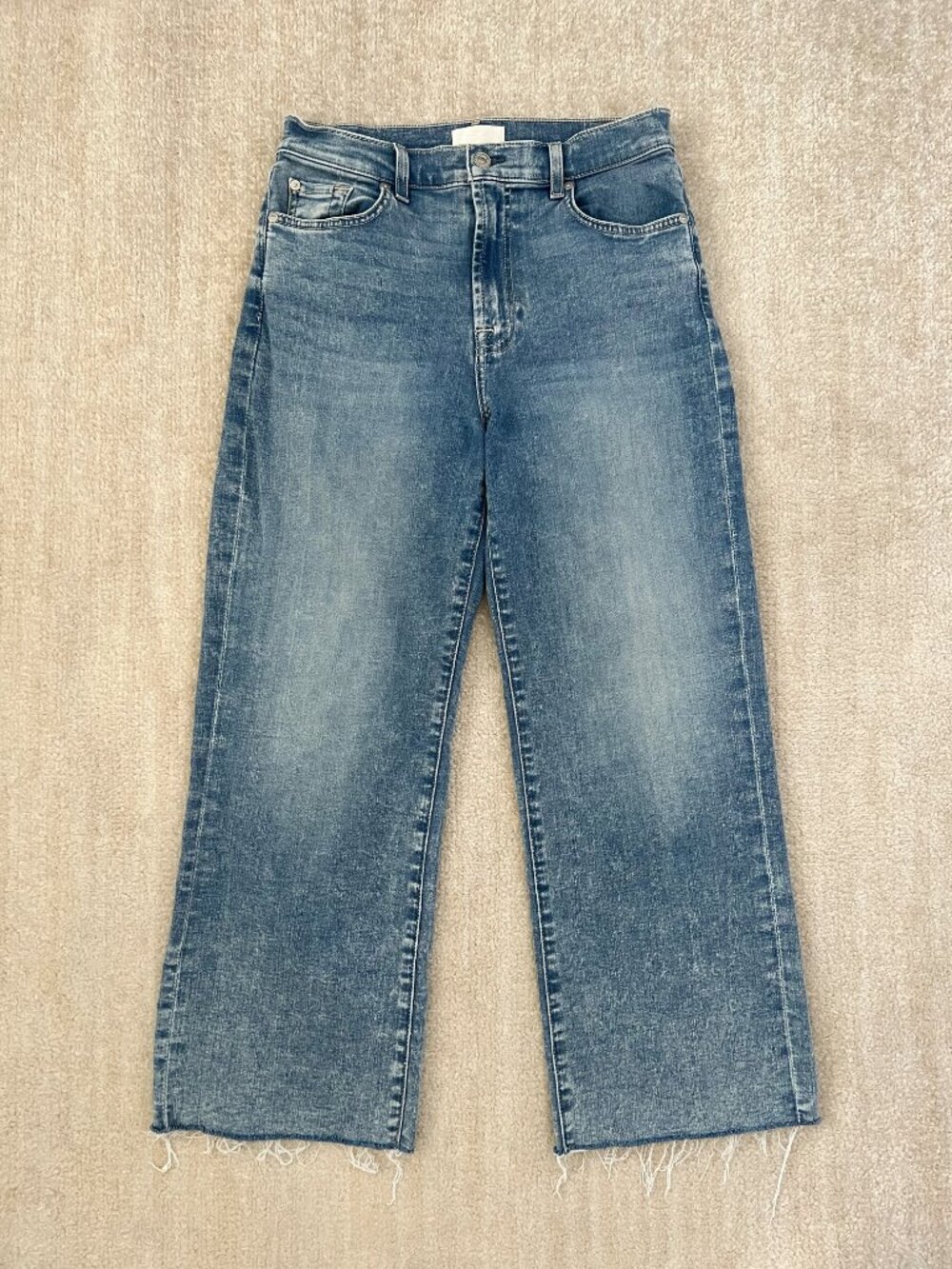 7 For All Mankind Cropped Alexa Blue Jeans 28
